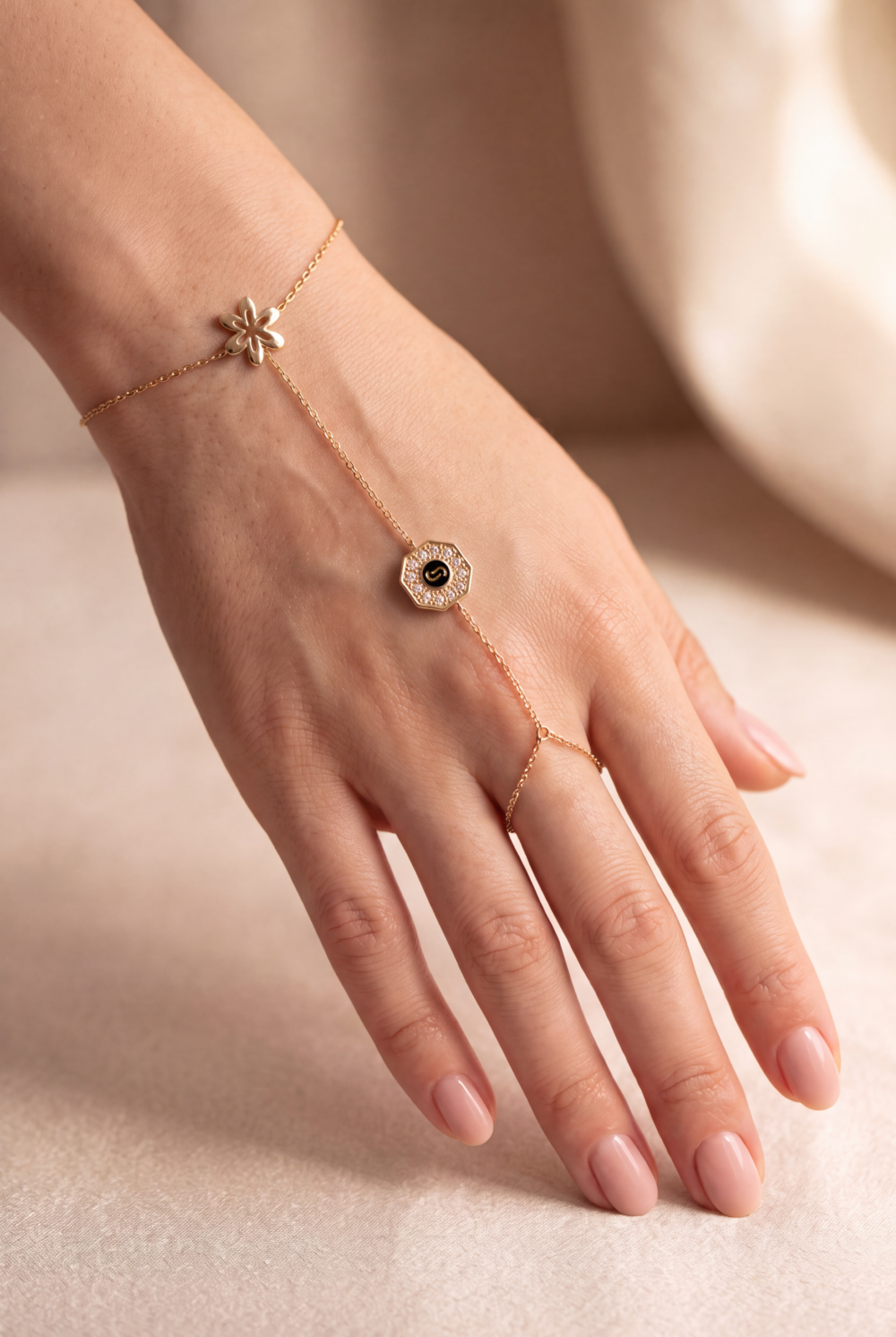 Gourmette-Bague en Or 18K